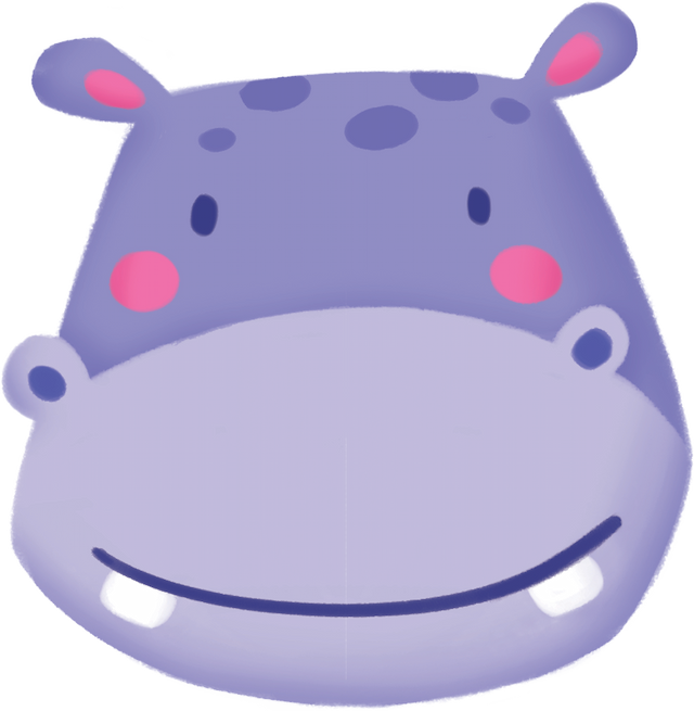 Friendly purple hippo