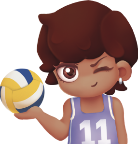 Cartoon kid holding a volleyball