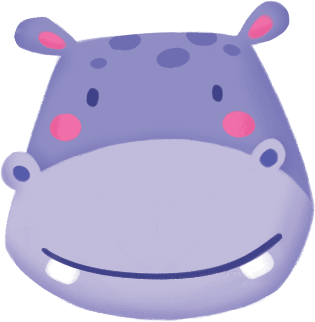 Friendly purple hippo